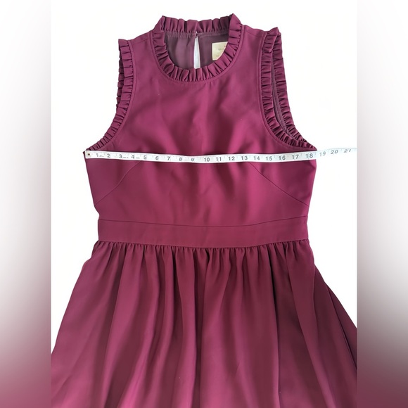 Kate Spade Ruffle Trim Fit & Flare Dress Deep Cherry Red Size 14 Career Preppy - Picture 10 of 14
